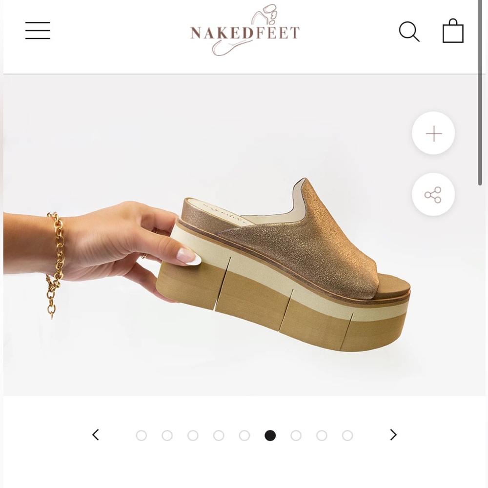 Brand new! Never worn! Naked Feet Gold Platform Slides